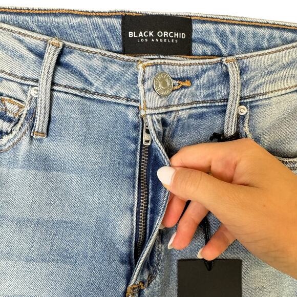 Black Orchid Vintage Rehab NWT Chrissy Kick Flare Racing Side Stripes Jeans - Picture 8 of 11